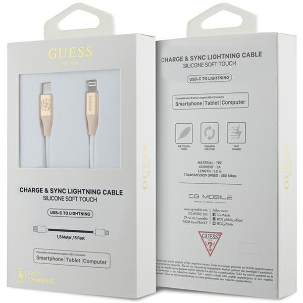 Guess Embossed Logo USB-C / Lightning Cable 1.5m, Gold