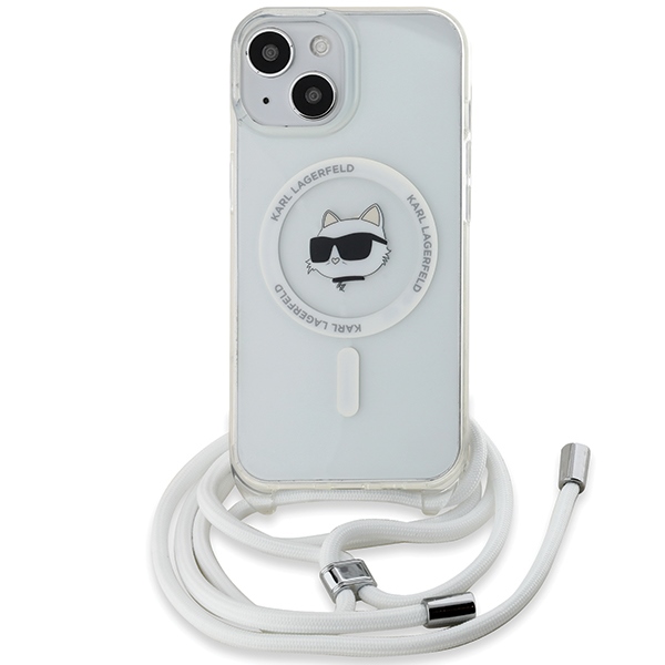 Karl Lagerfeld iPhone 14 / 13 / 15 Case IML Choupette Head & Cord MagSafe, Transparent