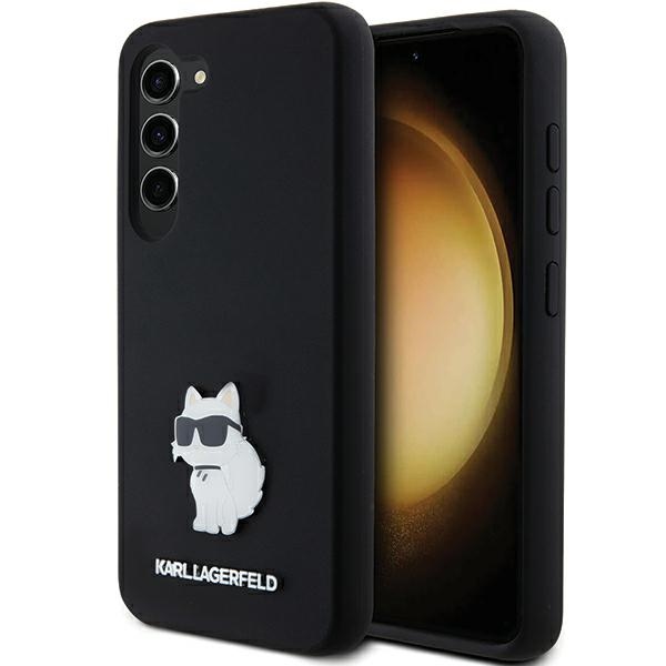 Karl Lagerfeld Samsung Galaxy S24 vāciņš Silicone Choupette Metal Pin, melns