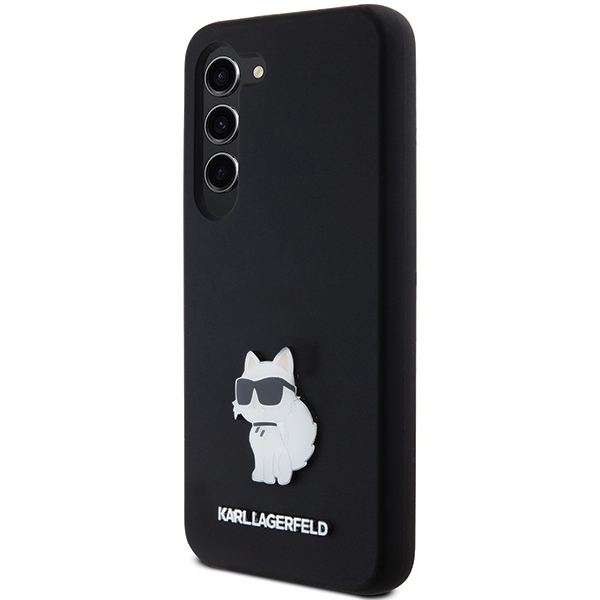 Karl Lagerfeld Samsung Galaxy S24 vāciņš Silicone Choupette Metal Pin, melns