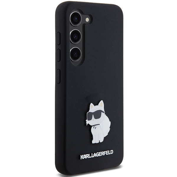 Karl Lagerfeld Samsung Galaxy S24 vāciņš Silicone Choupette Metal Pin, melns