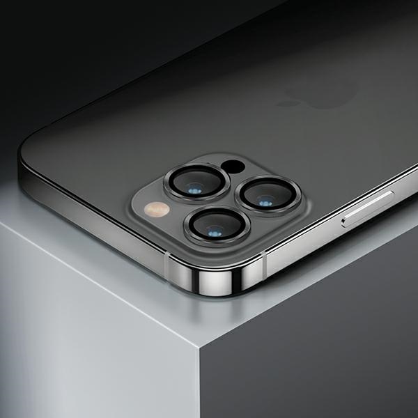 Uniq Optix Glass Alumīnija kameras objektīva aizsargs iPhone 14 / Plus objektīvam ar aplikatoru - melns | Aluminum...