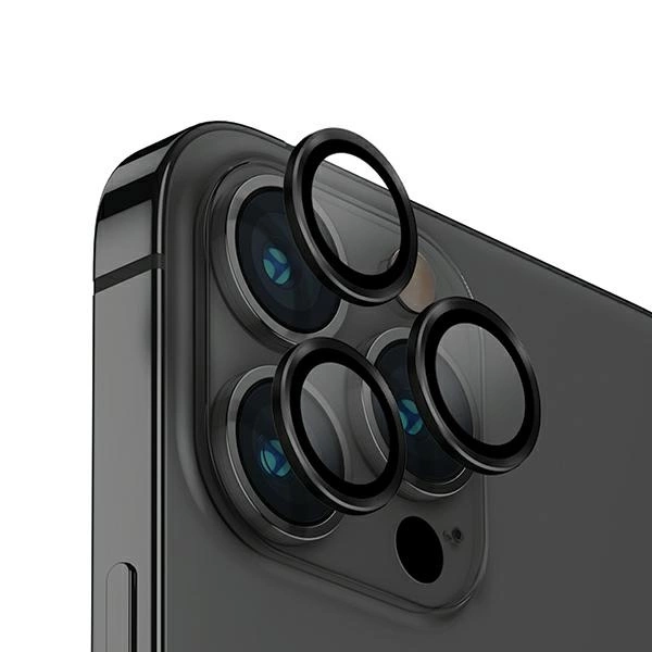 Uniq Optix Glass Alumīnija kameras objektīva aizsargs iPhone 14 Pro / Max objektīvam ar aplikatoru - melns |...