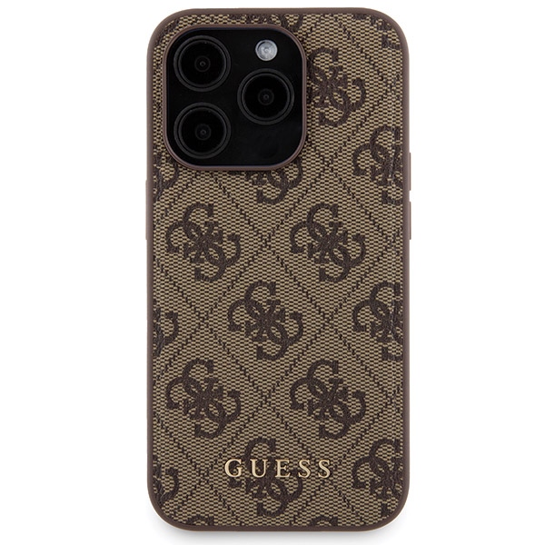 Apple iPhone 15 Pro 6.1\'\' Guess 4G Metal Logo + 5000mAh MagSafe Power Bank Case Cover, Brown
