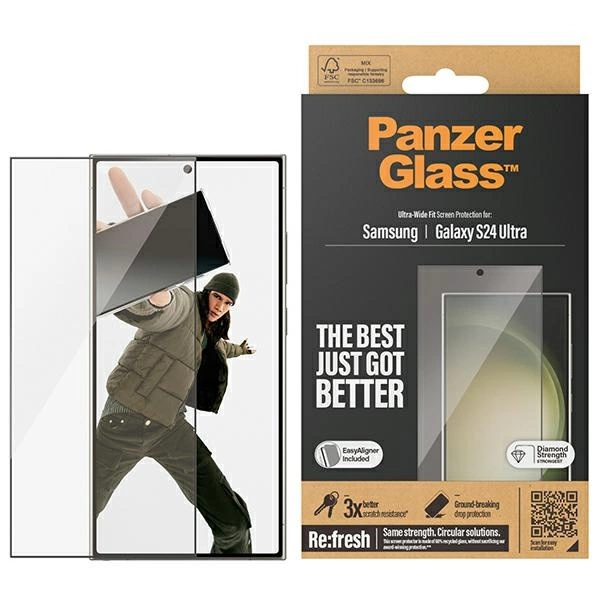 Закаленное стекло PanzerGlass Ultra-Wide Fit с аппликатором для Samsung Galaxy S24 Ultra