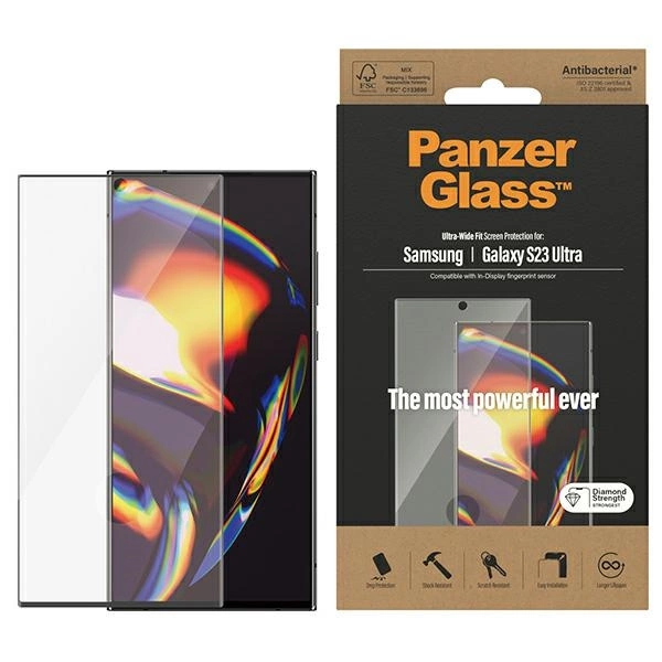 PanzerGlass Ultra-Wide Fit rūdīts stikls priekš Samsung Galaxy S23 Ultra S918 | tempered glass for