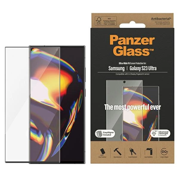 Закаленное стекло PanzerGlass Ultra-Wide Fit с аппликатором для Samsung Galaxy S23 Ultra