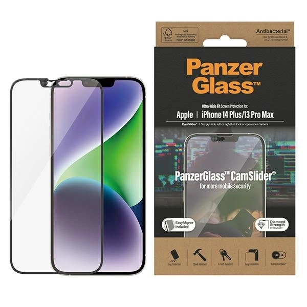 PanzerGlass Ultra-Wide Fit антибактериальное закаленное стекло с крышкой...