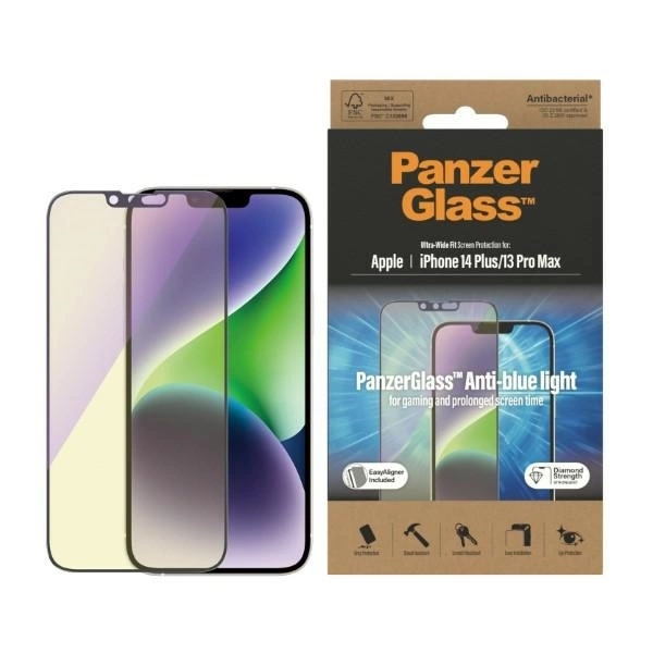 Антибактериальное закаленное стекло PanzerGlass Ultra-Wide Fit с фильтром...