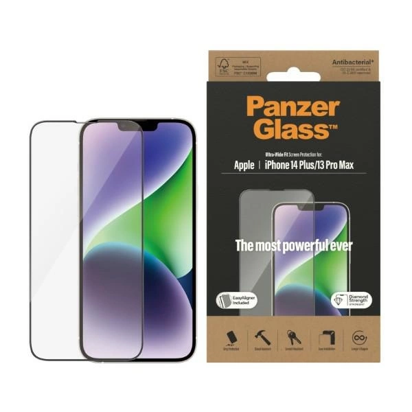 Антибактериальное закаленное стекло PanzerGlass Ultra-Wide Fit с...