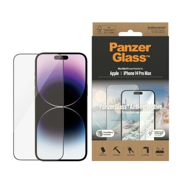 Антибактериальное закаленное стекло PanzerGlass Ultra-Wide Fit с...