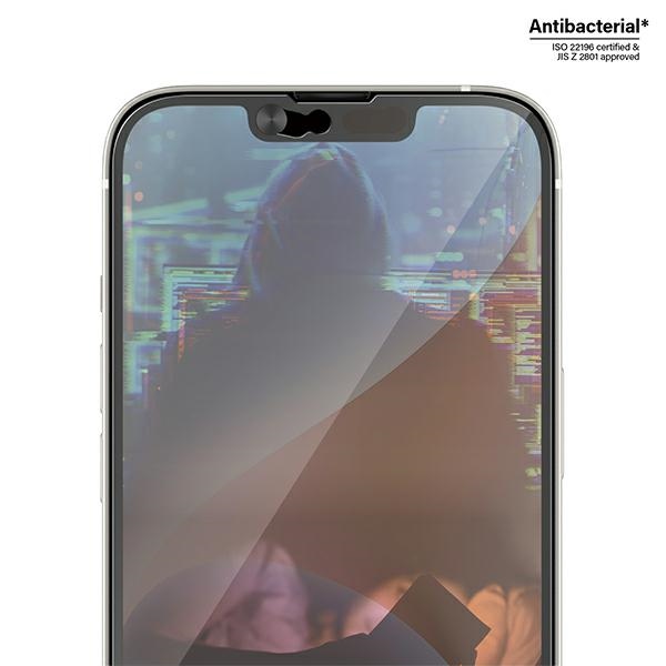 PanzerGlass Ultra-Wide Fit Antibakteriāls rūdīts stikls ar kameras vāciņu un pozicionētāju iPhone 14/13/13 Pro...