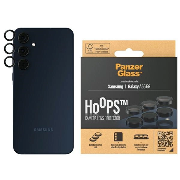 Защита камеры PanzerGlass Hoops для Samsung Galaxy A55 5G - с черной рамкой