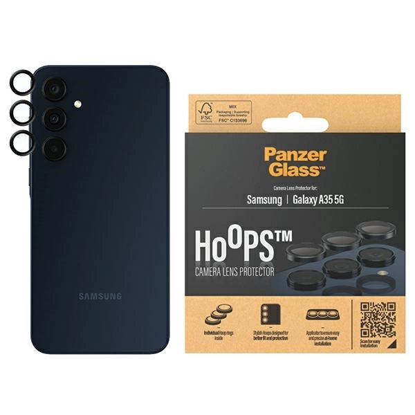 Защита камеры PanzerGlass Hoops для Samsung Galaxy A35 5G - с черной рамкой
