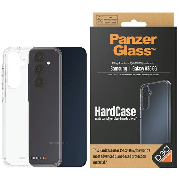PanzerGlass cietais futrālis ar D3O® Bio un militāro sertifikāciju Samsung Galaxy A35 5G - caurspīdīgs | HardCase...