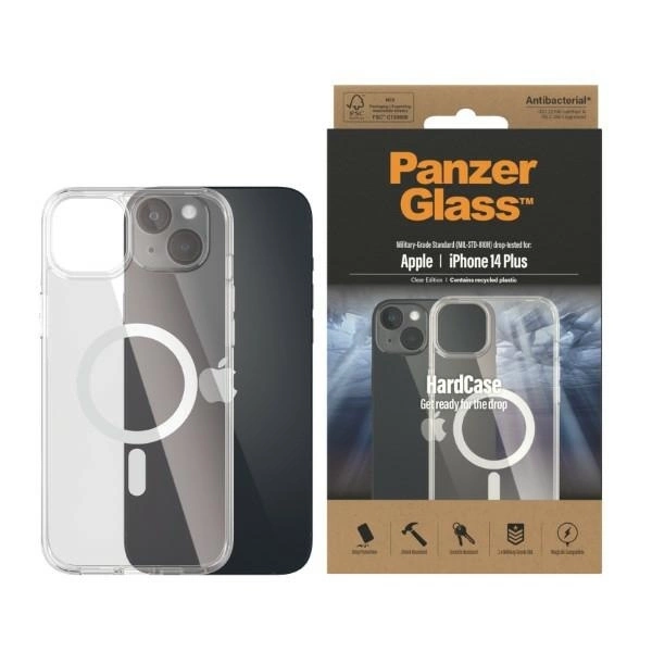 PanzerGlass HardCase ar MagSafe antibakteriālo militāro sertifikātu korpuss iPhone 14 Plus / 15 - caurspīdīgs |...