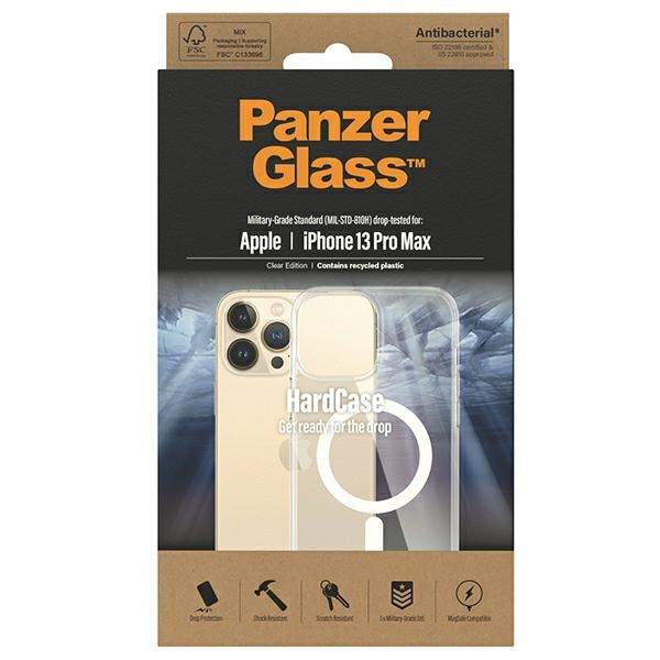 PanzerGlass HardCase with MagSafe Antibacterial Military Grade Certified Case for iPhone 13 Pro Max - Transparent