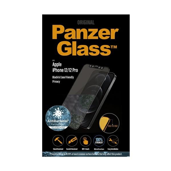 PanzerGlass iPhone 12 / 12 Pro aizsargstikls Privacy, melns rāmis