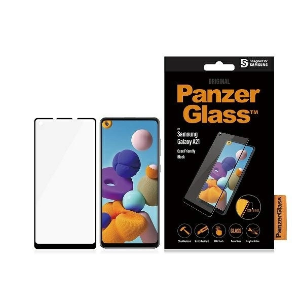 PanzerGlass Samsung Galaxy A21 Tempered Glass Edge-to-Edge, Black Frame