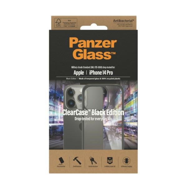 Apple iPhone 14 Pro 6.1\'\' PanzerGlass ClearCase Antibacterial Case Cover, Transparent and Black | Чехол...