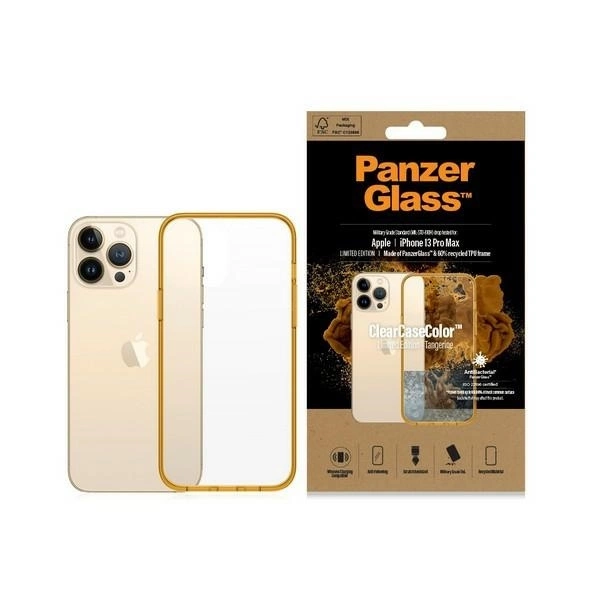 Apple iPhone 13 Pro Max 6.7'' PanzerGlass ClearCase Antibacterial Military Grade Certified Case Cover, Transparent and...