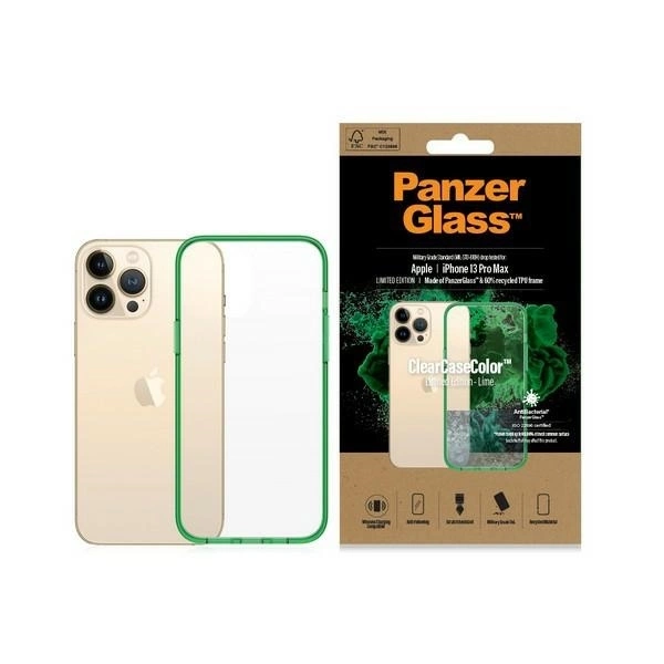 Apple iPhone 13 Pro Max 6.7'' PanzerGlass ClearCase Antibacterial Military Grade Certified Case Cover, Transparent and...