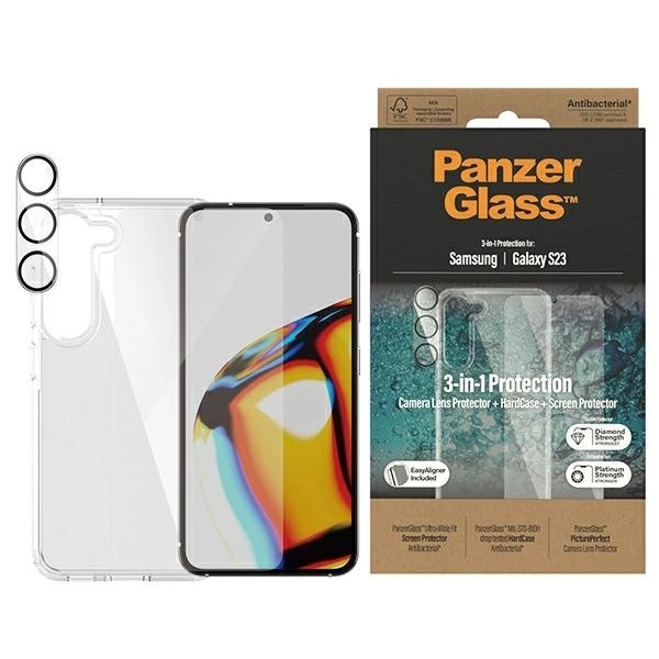 Комплект защиты PanzerGlass 3в1 для Samsung Galaxy S23, прозрачный