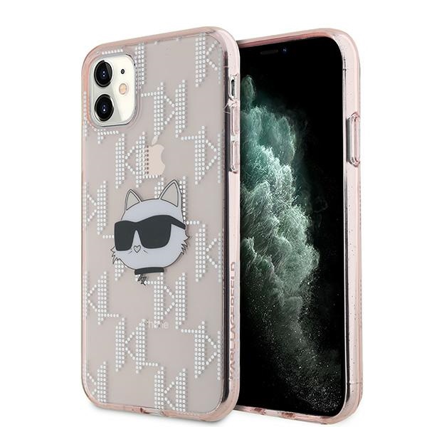 Karl Lagerfeld iPhone 11 / XR vāciņš IML Choupette Head & Monogram, rozā