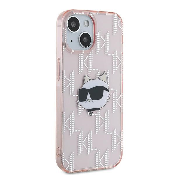 Karl Lagerfeld iPhone 14 / 15 / 13 Case IML Choupette Head & Monogram, Pink