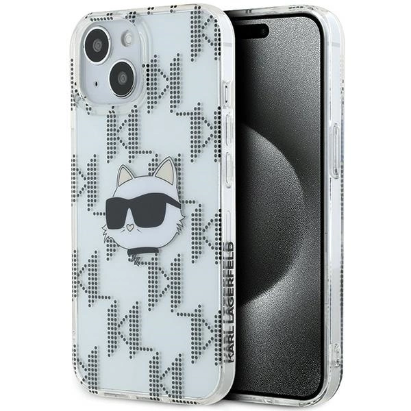 Karl Lagerfeld iPhone 15 / 14 / 13 vāciņš IML Choupette Head & Monogram, caurspīdīgs