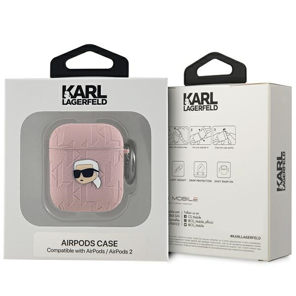 Karl Lagerfeld AirPods 1 / 2 чехол Monogram Karl Head, розовый