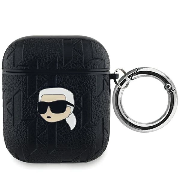 Karl Lagerfeld Head monogrammas vāciņš priekš AirPods 1 / 2 - melns | Monogram case for black