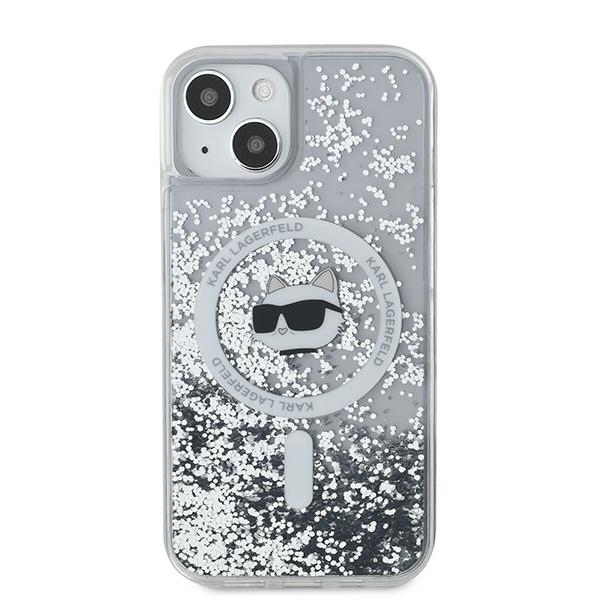Karl Lagerfeld iPhone 15 Plus / 14 Plus vāciņš Liquid Glitter Choupette, caurspīdīgs