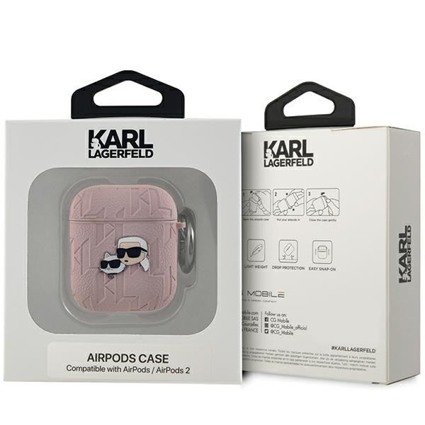 Karl Lagerfeld AirPods 1 / 2 Case Monogram Karl & Choupette Head, Pink