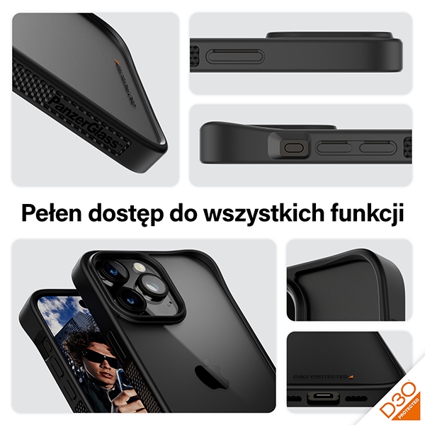 Чехол PanzerGlass ClearCase для iPhone 15 Pro Max, прозрачный/черный