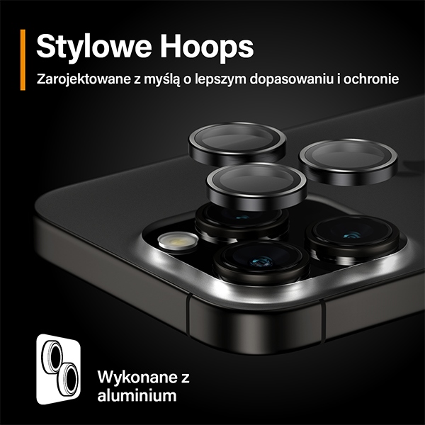 PanzerGlass Hoops Camera Protection for iPhone 15 Pro / 15 Pro Max - with Black Frame