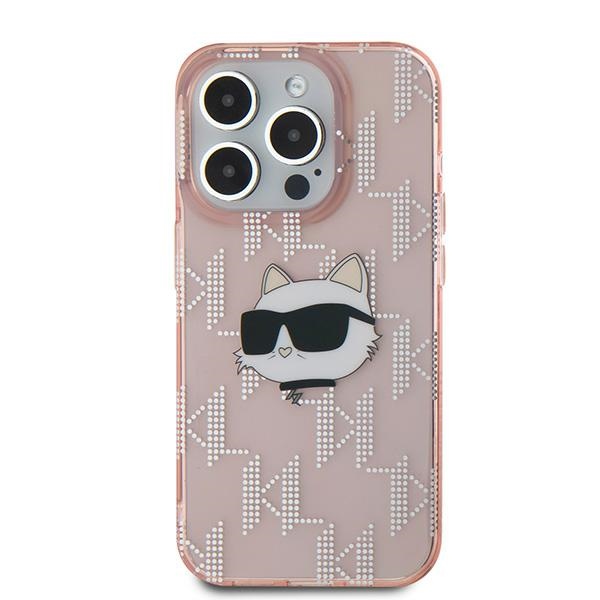 Karl Lagerfeld IML Choupette Head & Monogram vāciņš iPhone 15 Pro, rozā