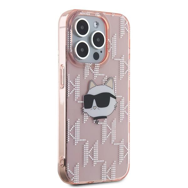 Karl Lagerfeld IML Choupette Head & Monogram vāciņš iPhone 15 Pro, rozā