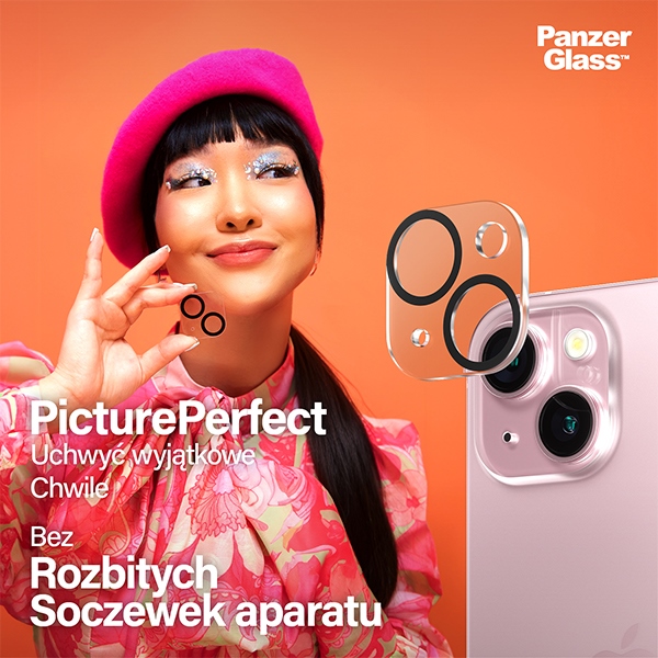 PanzerGlass Picture Perfect защита камеры для iPhone 15 / Plus - с черной рамкой