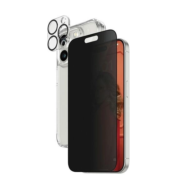 PanzerGlass Privacy Bundle 3in1 caurspīdīgs korpuss + privātstikls kameras aizsargstikls iPhone 15 Pro Max tālrunim...
