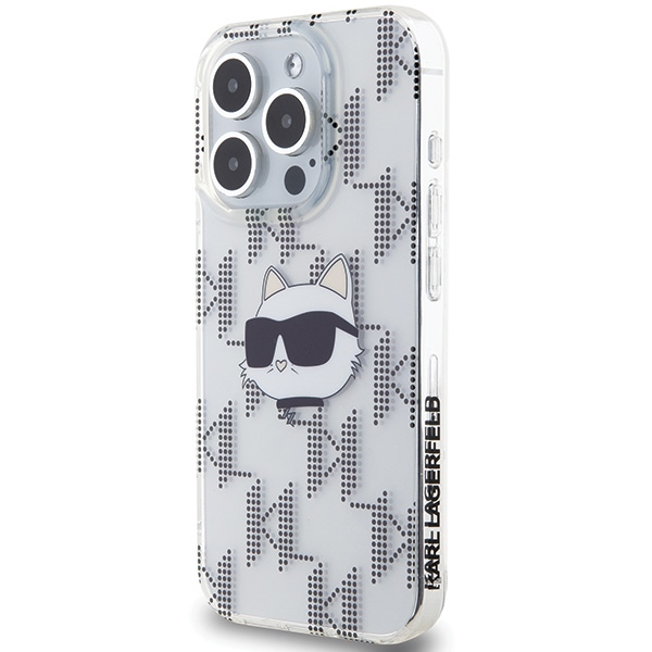 Karl Lagerfeld iPhone 15 Pro Max vāciņš IML Choupette Head & Monogram, caurspīdīgs