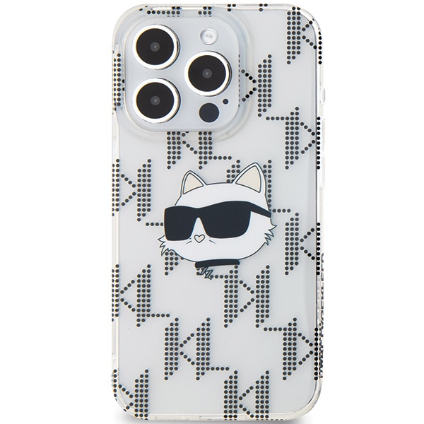 Karl Lagerfeld iPhone 15 Pro Max vāciņš IML Choupette Head & Monogram, caurspīdīgs
