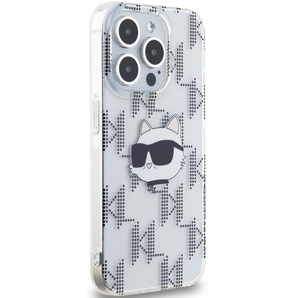 Karl Lagerfeld iPhone 15 Pro Max vāciņš IML Choupette Head & Monogram, caurspīdīgs