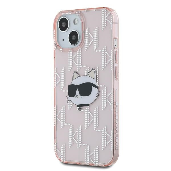 Karl Lagerfeld iPhone 13 vāciņš IML Choupette Head & Monogram, rozā