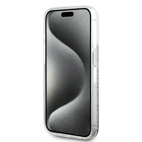 Karl Lagerfeld iPhone 15 Pro vāciņš Liquid Glitter Karl Head MagSafe, caurspīdīgs