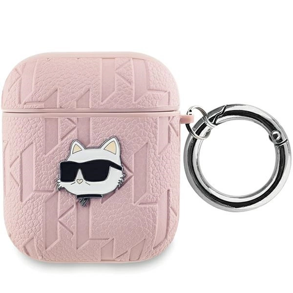 Karl Lagerfeld Monogram Choupette galvas futrālis AirPods 1 / 2 - rozā krāsā | Head case for pink