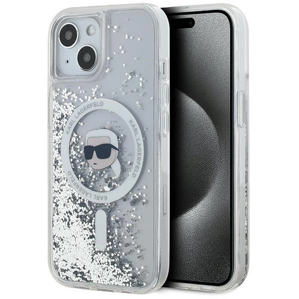 Apple iPhone 15 6.1'' Karl Lagerfeld Liquid Glitter Head Magsafe Cover Case, Transparent | Чехол Кейс...