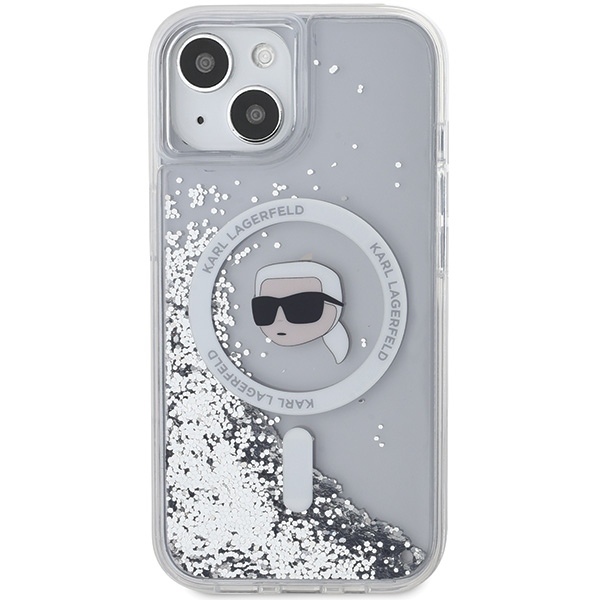 Karl Lagerfeld iPhone 15 / 14 / 13 Case Liquid Glitter Karl Head MagSafe, Transparent