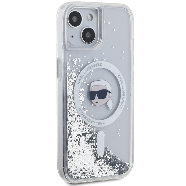 Karl Lagerfeld iPhone 15 / 14 / 13 Case Liquid Glitter Karl Head MagSafe, Transparent