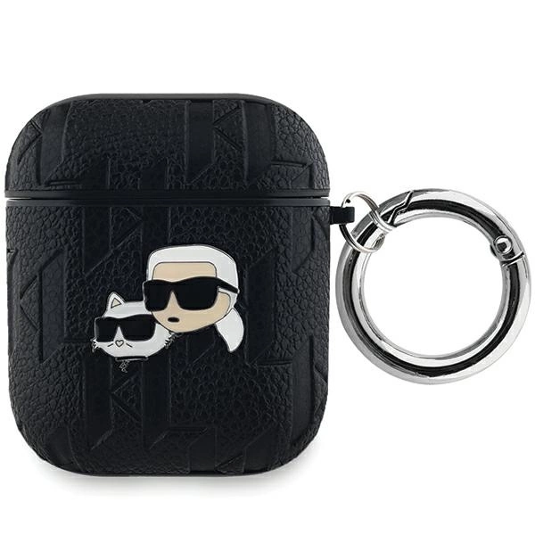 Чехол Karl Lagerfeld Monogram & Choupette Head для AirPods 1 / 2 - черный